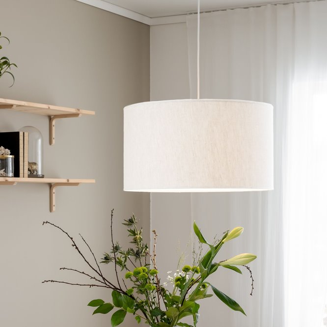 Duża biała lampa wisząca z abażurem Sara 55cm